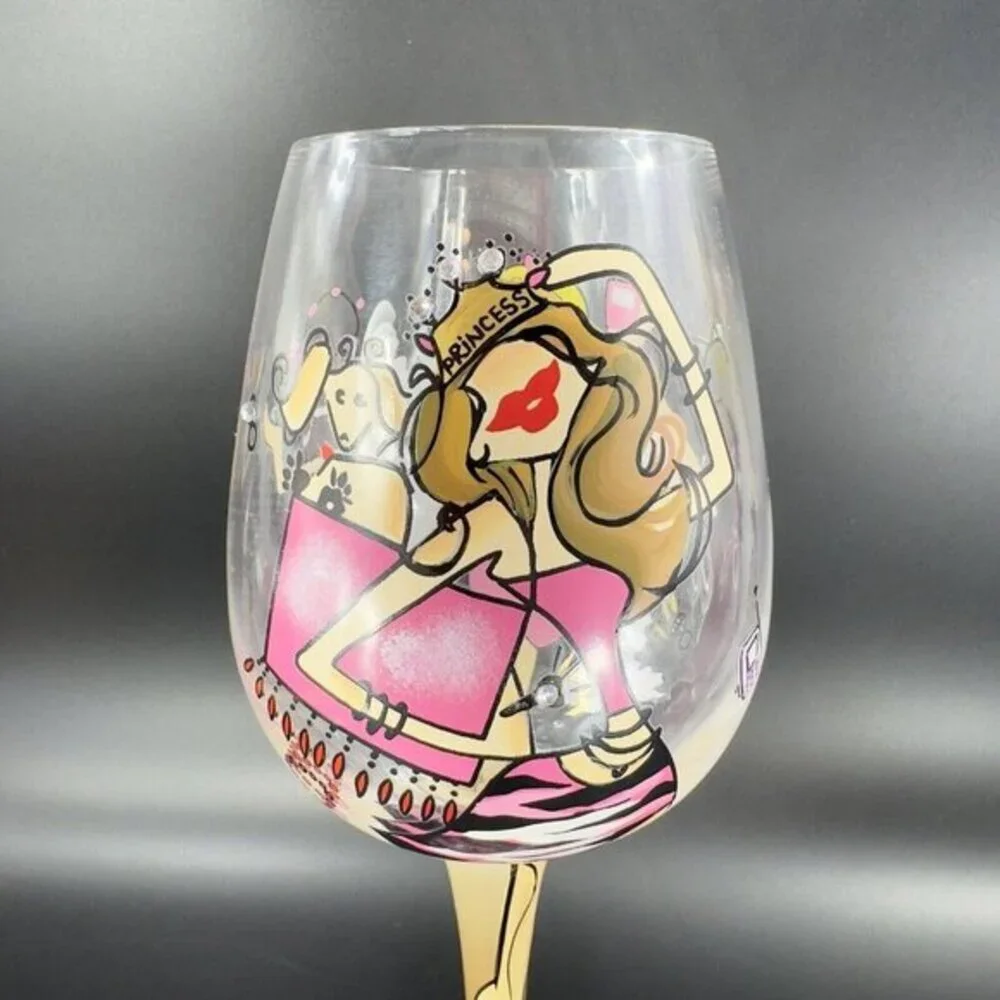 Lolita Love My Martini Princess Hand Painted Martini Glass Jeweled‎ Drink Glass